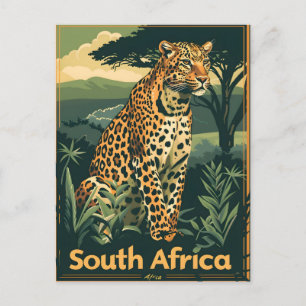 Carte Postale Afrique du Sud Leopard Vintage