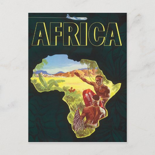 Carte Postale Afrique, guerriers africains à l'intérieur du cont (Devant)