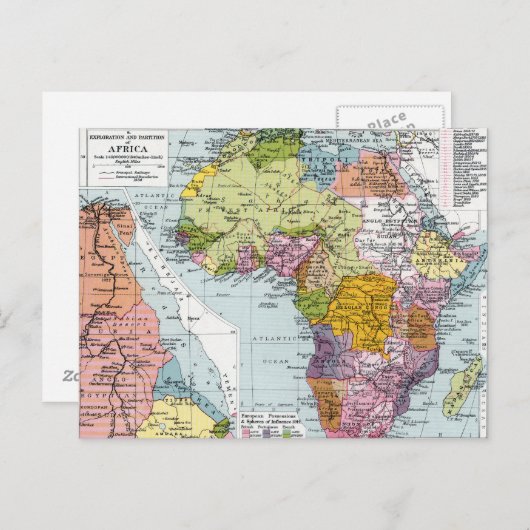 CARTE POSTALE AFRIQUE PARTITIONNÉE, 1914 (Devant / Derrière)