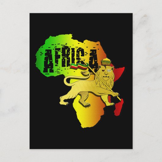 Carte Postale Afrique Reggae Rasta Afrique Continent Juda Lion (Devant)