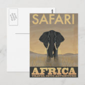 Carte Postale Afrique Safari affiche de voyage vintage (Devant / Derrière)