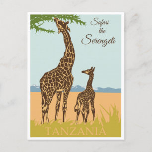 Carte Postale Afrique Vintage voyage Tanzanie Safari