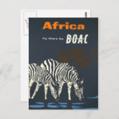 Carte Postale Afrique vintage Zebra Wildlife Travel (Devant / Derrière)