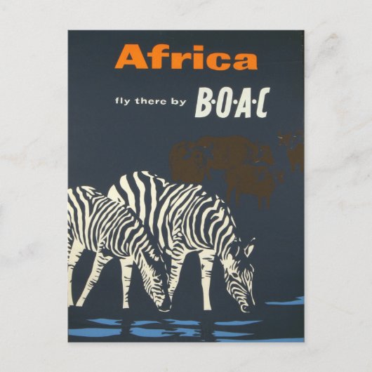 Carte Postale Afrique vintage Zebra Wildlife Travel (Devant)