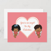 Carte postale Afro-Américaine Anges Valentine (Devant / Derrière)