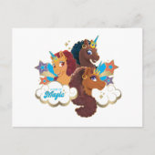 Carte Postale Afro Unicorn "Fabriqué en magie" Trio Design (Devant)