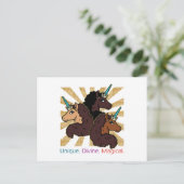 Carte Postale Afro Unicorn Trio : Unique, Divine et Magique (Debout devant)