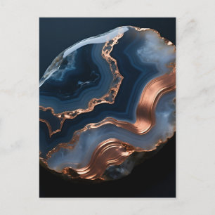 Carte Postale Agate Gemme Bandée de Cuivre Bleu en Gros Plan