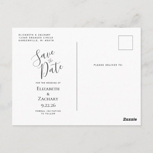 Carte Postale Agate Purple Silver Grey Enregistrer la date (Dos)