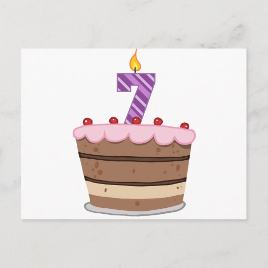 Carte Postale Âge 7 sur le gâteau d'anniversaire (Devant)