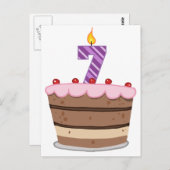 Carte Postale Âge 7 sur le gâteau d'anniversaire (Devant / Derrière)