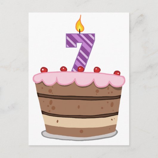 Carte Postale Âge 7 sur le gâteau d'anniversaire (Devant)