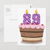 Carte Postale Age 89 on Birthday Cake (Devant / Derrière)