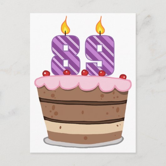 Carte Postale Age 89 on Birthday Cake (Devant)