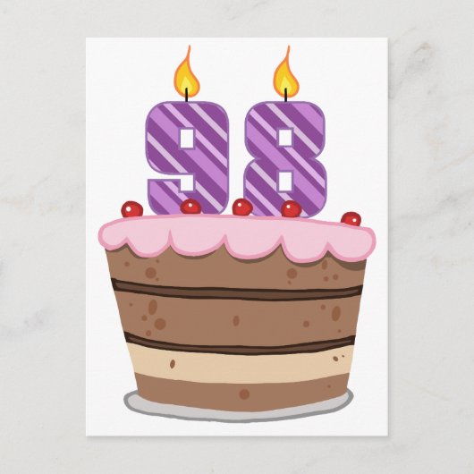 Carte Postale Âge 98 sur gâteau d'anniversaire (Devant)