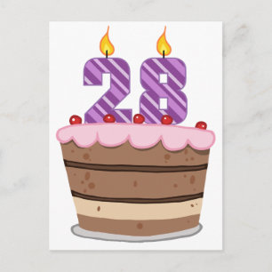 Carte Postale Âgé de 28 ans sur le gâteau d'anniversaire