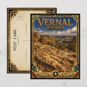 Carte Postale Âge d'or de l'Art déco vintage de Vernal Utah
