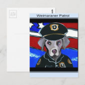 CARTE POSTALE AGENT DE PATROUILLE WEIMARANER (Devant / Derrière)