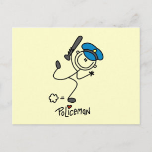 Carte Postale Agent de police en bonhomme allumette de base