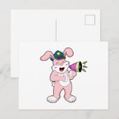 Carte Postale Agent de police lapin Microphone (Devant / Derrière)