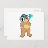 Carte Postale Agent de police ours Loupe (Devant / Derrière)