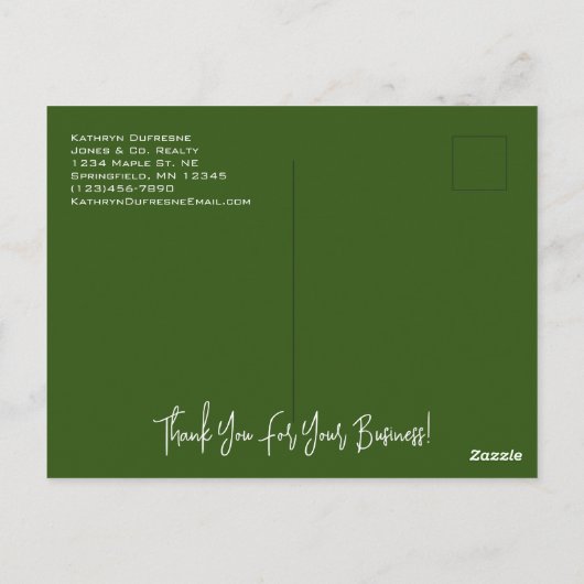 Carte Postale Agent immobilier/Assurance Belle Foliage Fête (Dos)