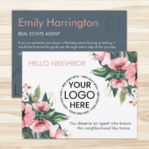 Carte Postale Agent Immobilier Gris Introduction Fleur de Rougeu