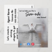 Carte Postale agent immobilier marketing cygne merveilleux génia (Devant / Derrière)