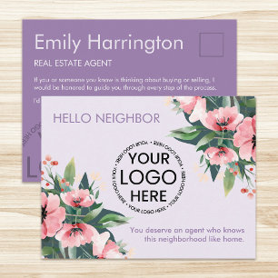 Carte Postale Agent immobilier Mauve Introduction Blush Bloom