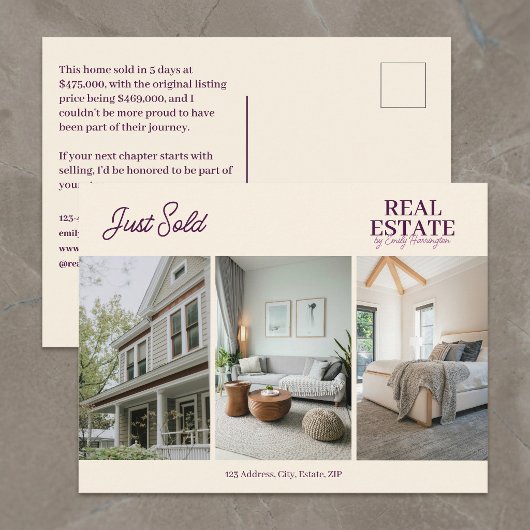 Carte Postale Agent immobilier moderne a vendu une prune