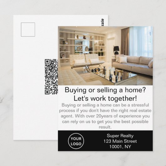 Carte Postale Agent immobilier moderne personnalisable (Devant / Derrière)