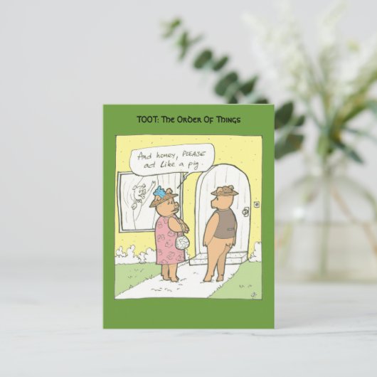 Carte Postale Agir Comme Un Cochon (Debout devant)