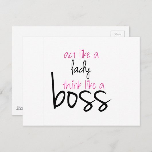 Carte Postale Agir comme une dame penser comme un patron (Devant / Derrière)