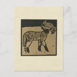 Carte Postale Agneau - Animaux Carrés Illustration