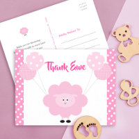 Agneau rose doux fille Baby shower Merci mignon
