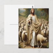 Carte Postale Agneaux bergers Jésus en Sérénité (Devant / Derrière)