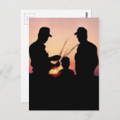 Carte Postale Agriculteurs et coucher du soleil (Devant / Derrière)