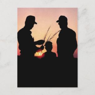 Carte Postale Agriculteurs et coucher du soleil