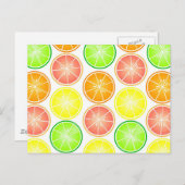 Carte Postale Agrumes Impression - Citron Lime Orange Grappe (Devant / Derrière)