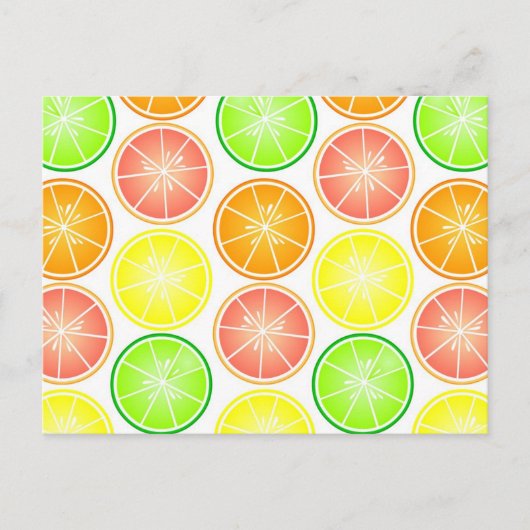 Carte Postale Agrumes Impression - Citron Lime Orange Grappe (Devant)