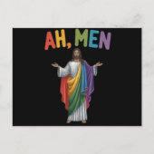 Carte Postale Ah Men Funny LGBT Gay pride Jesus Rainbow Flag (Devant)
