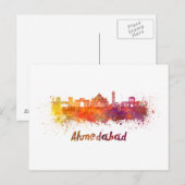 Carte Postale Ahmedabad skyline in watercolor (Devant / Derrière)