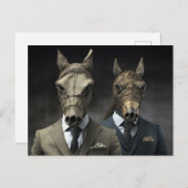Carte Postale AI Art Deux chevaux en costumes (Devant / Derrière)