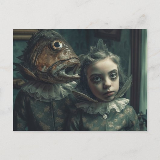 Carte Postale AI Art Poisson Enfants Horreur scène de film (Devant)