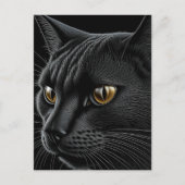 Carte Postale AI Chat noir avec yeux jaunes (Devant)