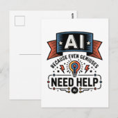 Carte Postale AI Genius Humor Tech Quote Design (Devant / Derrière)