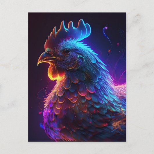 Carte Postale AI Neon Chicken (Devant)