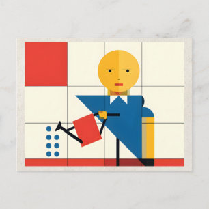 Carte Postale AI Remix Artwork Bauhaus Garden Girl