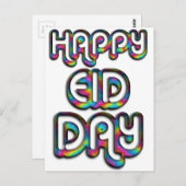 Carte Postale Aïd Moubarak Salutation Arc-en-ciel Typographie (Devant / Derrière)