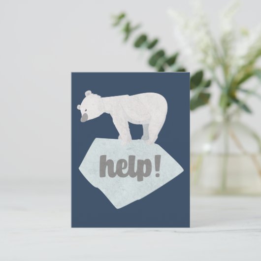 Carte Postale Aidez l'ours polaire (Debout devant)